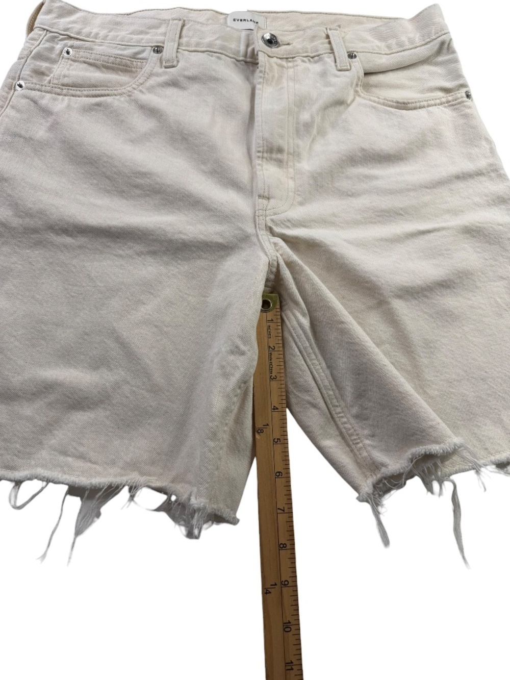Everlane The OG Baggy Jean Shorts Frayed Hem Bone Sz 31R - Picture 10 of 12